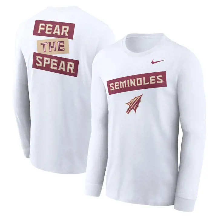 Florida State Seminoles NCAA 2-Hit L/S T-Shirt Wht