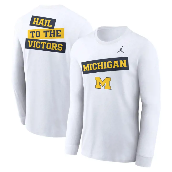 T-shirt manches longues NCAA Michigan Wolverines 2-Hit Wht