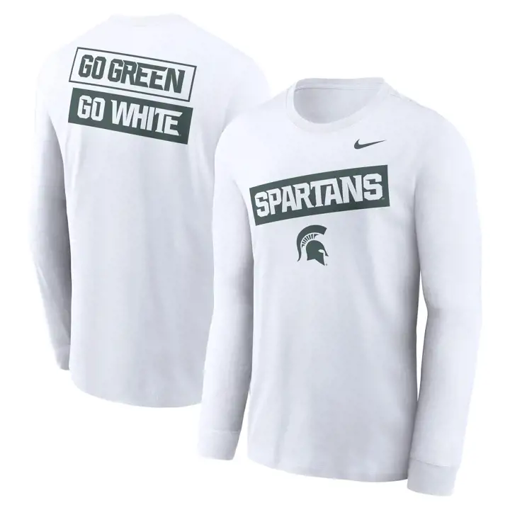 T-shirt à manches longues Michigan State Spartans NCAA 2-Hit Blanc
