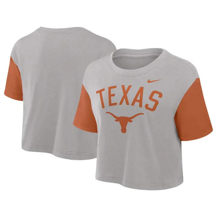T-shirt court colorblock NCAA pour femme Texas Longhorns gris/ o