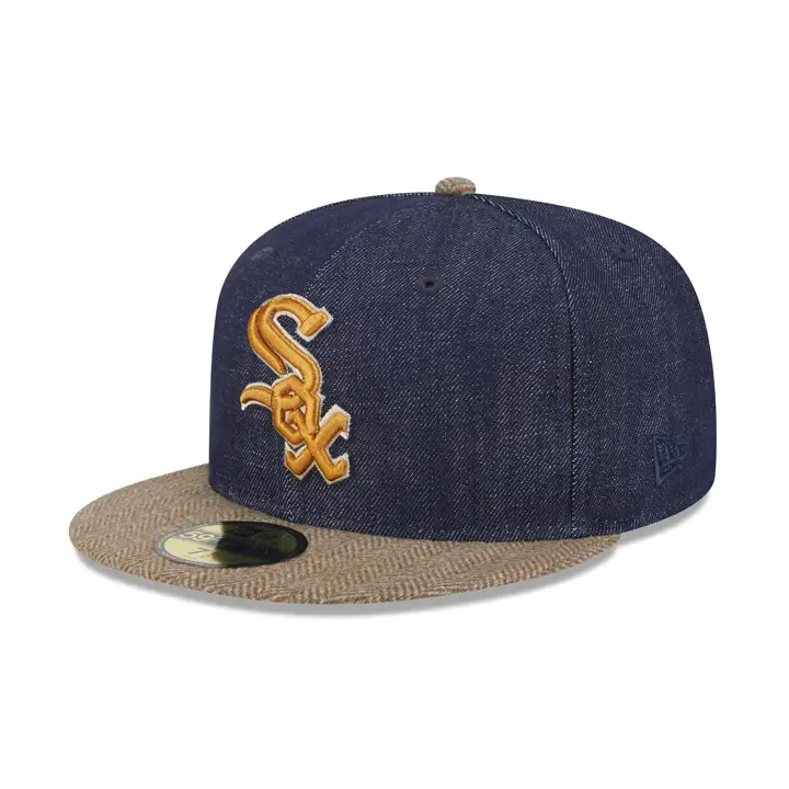 Casquette ajustée en jean 59FIFTY Chicago White Sox MLB Business Casual de New Era – Denim/beige/vert
