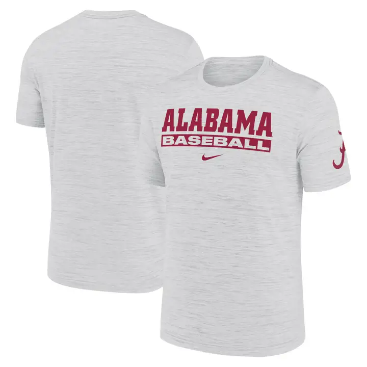 T-shirt d'entraînement de baseball Crimson Tide NCAA Velocity 25 blanc