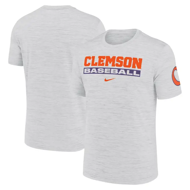 T-shirt d'entraînement de baseball Clemson Tigers NCAA Velocity 25 Wh