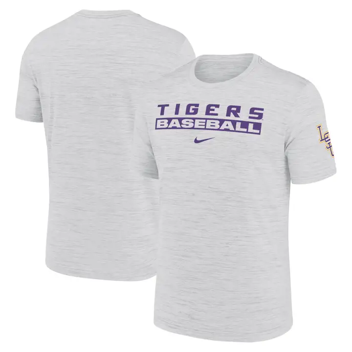 T-shirt d'entraînement de baseball L.S.U. NCAA Velocity 25 Wht