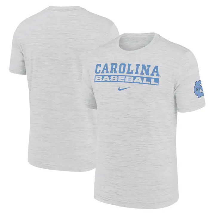 T-shirt d'entraînement de baseball NCAA Velocity Tar Heels 25 Wht