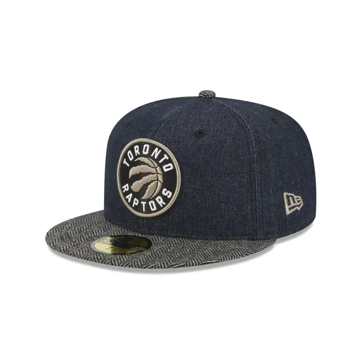 Casquette 59FIFTY en denim tweed noir, denim et gris Toronto Raptors NBA