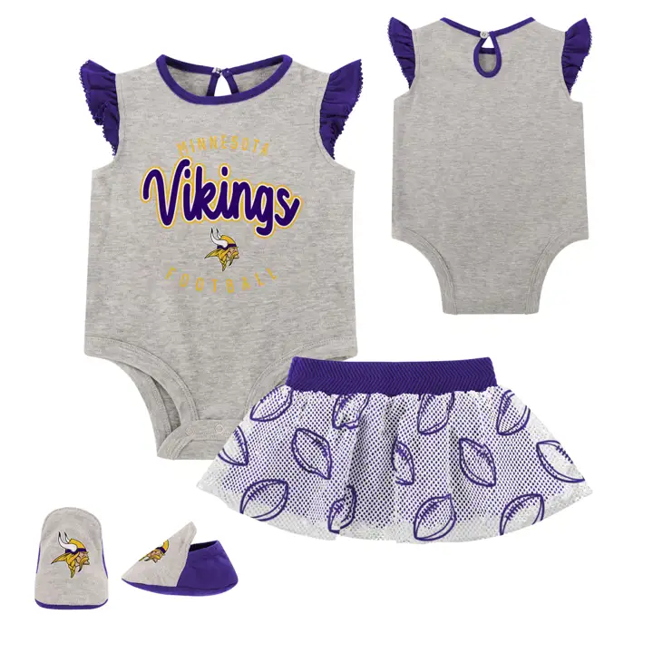 Minnesota Vikings NFL Coffret bavoir et chaussons « All Dolled Up » pour nouveau-né