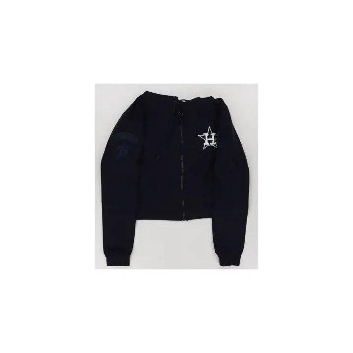 Haut à capuche court zippé MLB Pro Standard pour femme Houston Astros noir