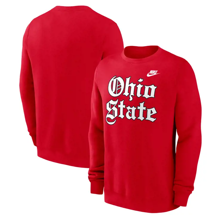 Sweat-shirt ras du cou rouge Ohio State Buckeyes NCAA Old English
