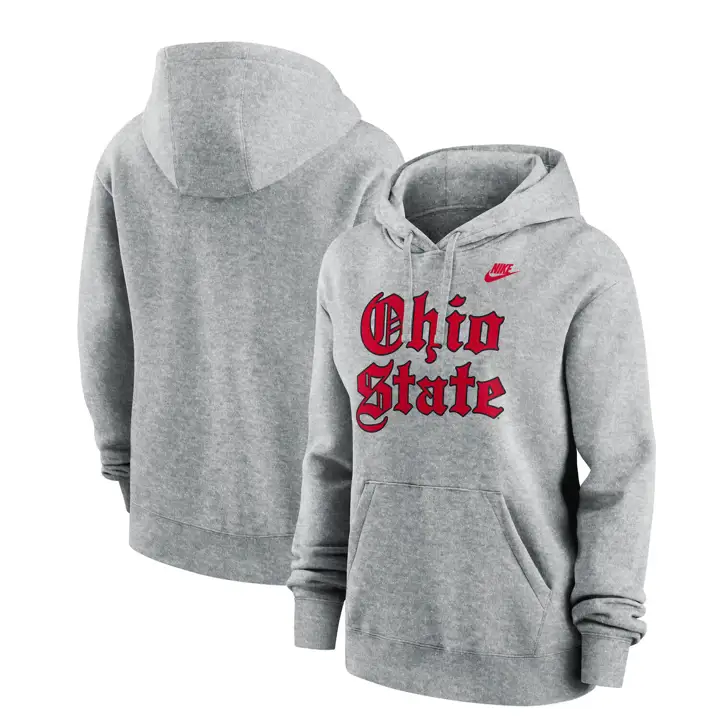 Sweat à capuche gris Ohio State Buckeyes NCAA pour femme, motif Old English