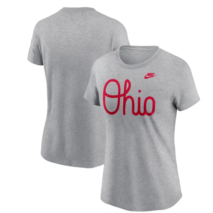 T-shirt Ohio State Buckeyes NCAA pour femme, motif « Script Ohio », gris