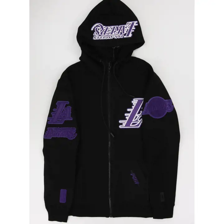 Los Angeles Lakers NBA Sweat à capuche zippé ton sur ton noir