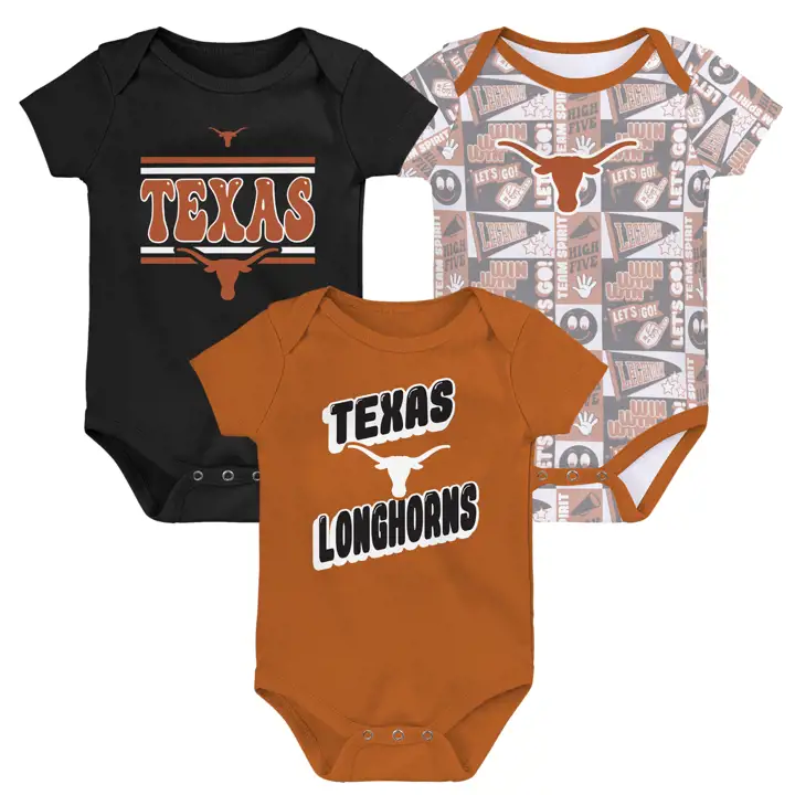 Texas Longhorns NCAA Ensemble 3 pièces nouveau-né 24 MO