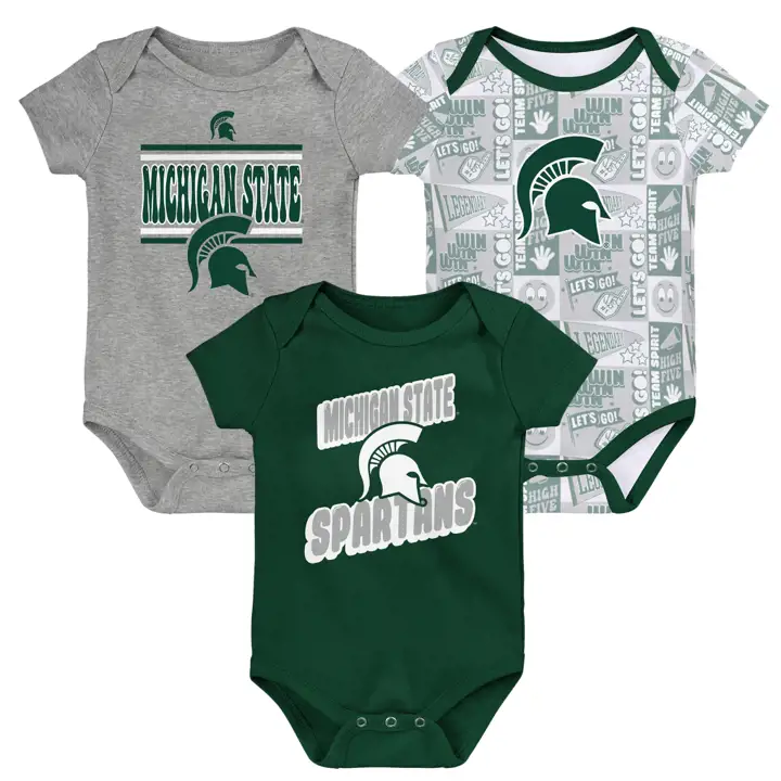 Ensemble 3 pièces Michigan State Spartans NCAA pour nouveau-né 24 GRN