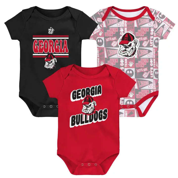 Ensemble 3 pièces nouveau-né Georgia Bulldogs NCAA 24 Rouge