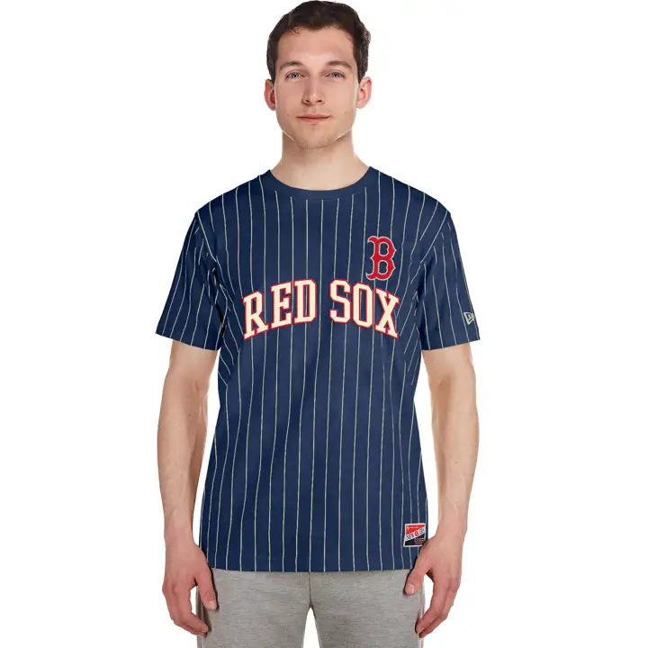 Boston Red Sox MLB NE Pinstriped Arched Top NAVY/IVO