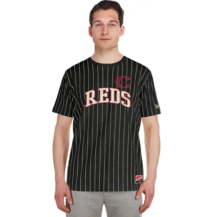 Casquette MLB Cincinnati Reds à rayures NE, coupe cintrée, noire/ivoire