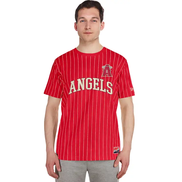 Los Angeles Angels MLB NE Pinstriped Arched Top ROUGE/IVO