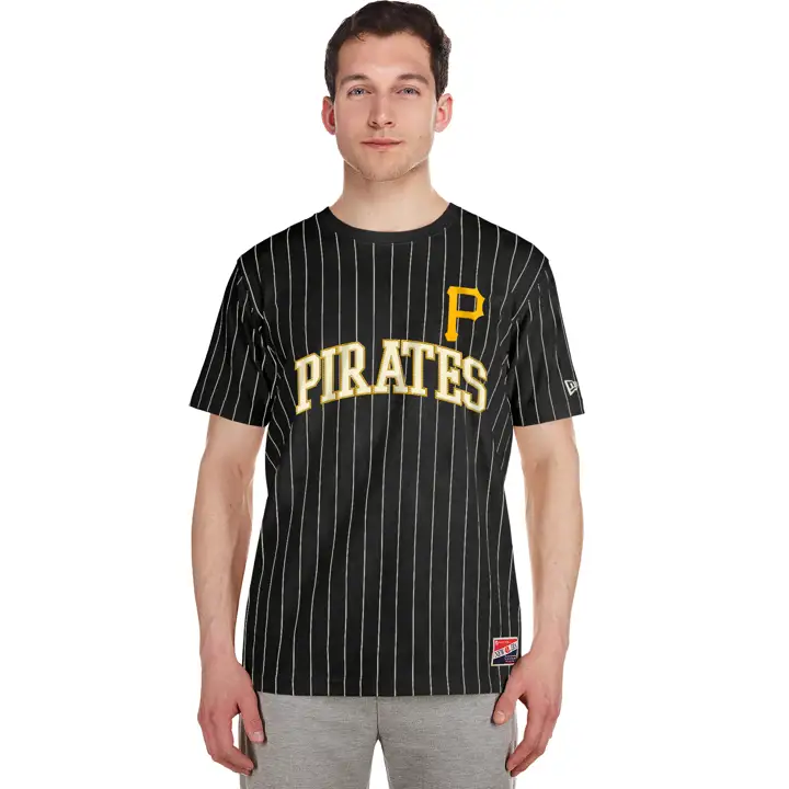 Pittsburgh Pirates MLB NE Rayures Verticales Arc de Cercle Noir/Ivoire