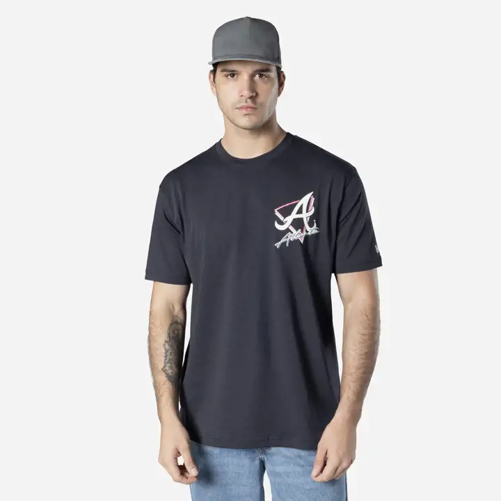 T-shirt Atlanta Braves MLB NE avec impression en relief UV Marine