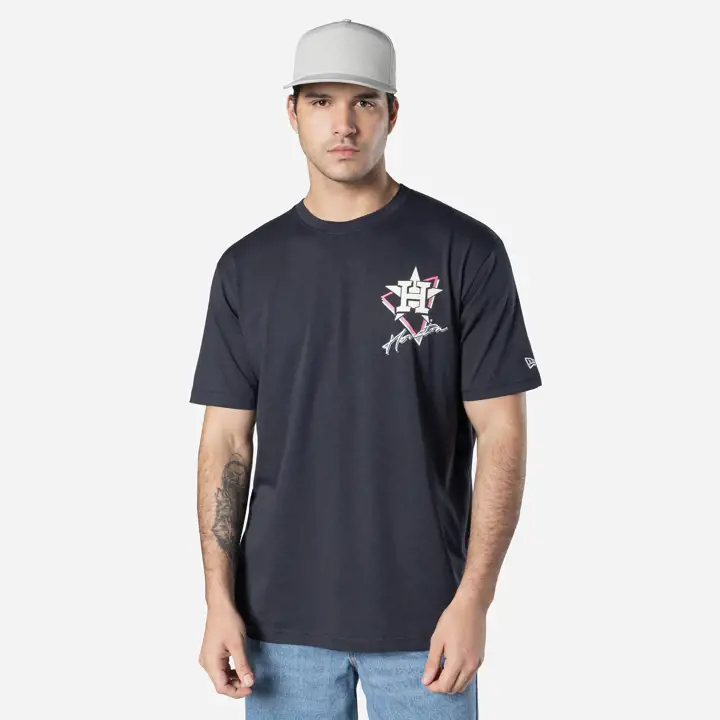 T-shirt Houston Astros MLB NE en tissu bouffant imprimé anti-UV BLEU MARINE
