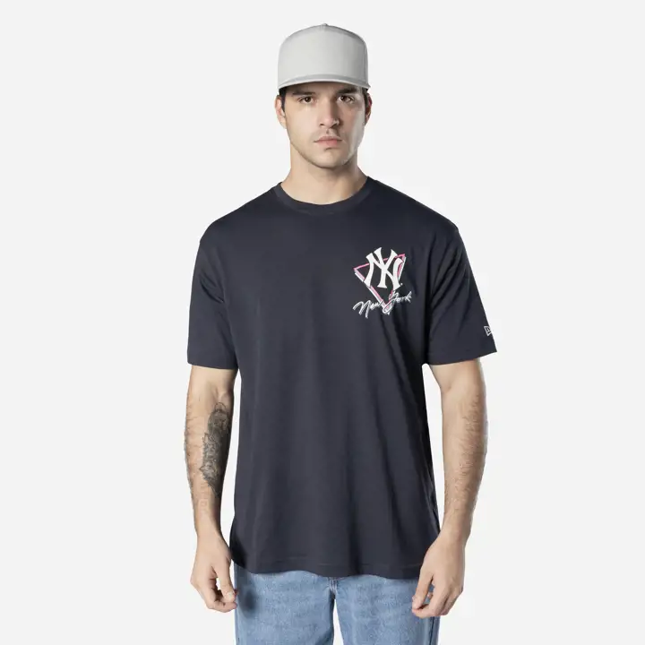 T-Shirt UV Puff Print MLB New York Yankees Marine
