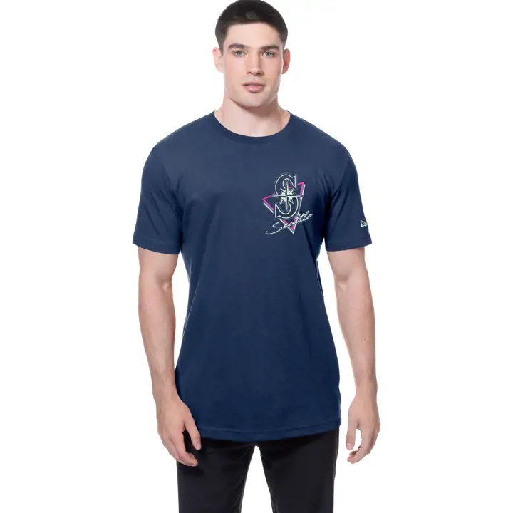 T-shirt Seattle Mariners MLB à impression en relief UV New Era NAVY
