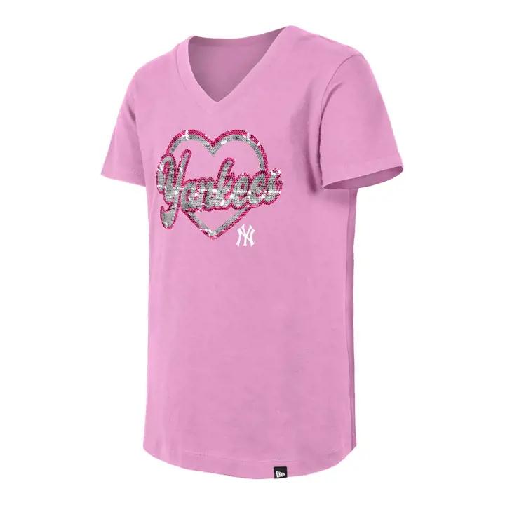 T-shirt Cœur Paillettes Réversibles NE Enfants MLB New York Yankees 25 Rose