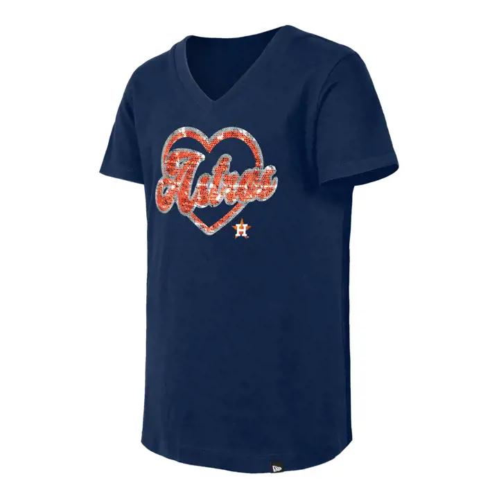 T-shirt marine pour enfant Houston Astros MLB à paillettes réversibles cœur 25