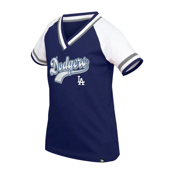 T-shirt Jeunesse Los Angeles Dodgers MLB Col en V Scintillant Script NE 2