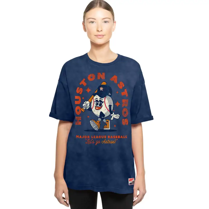 T-shirt Femme MLB Houston Astros New Era Lavé "ThrowBack" Bleu Marine