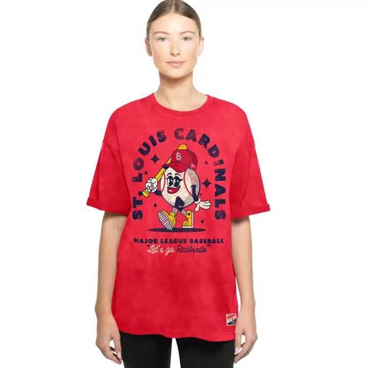 T-shirt délavé rouge Cardinales MLB New Era style rétro pour femme