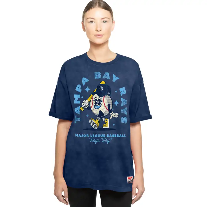 T-shirt pour femme New Era Washed ThrowBack MLB Tampa Bay Rays Marine