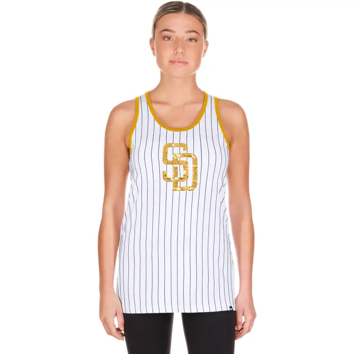 Débardeur à rayures pour femme New Era Game Day MLB des San Diego Padres JAUNE