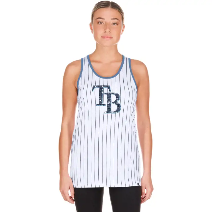 Tampa Bay Rays Débardeur femme MLB New Era Game Day Stripe BLEU