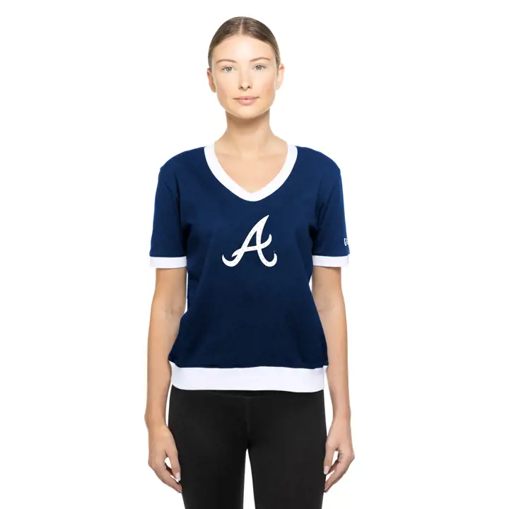 Atlanta Braves Femme MLB New Era Tee-shirt col V Game Day EMB Na