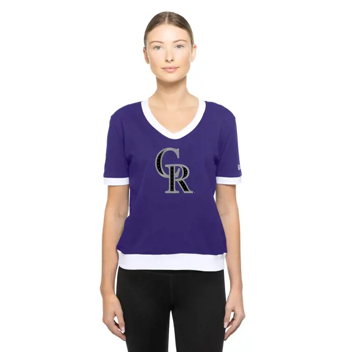 T-shirt Col V Rockies Femme MLB New Era Game Day EMB V PUR