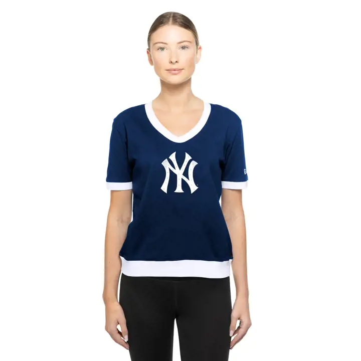 Tee-shirt Col en V MLB Femme New Era Game Day Yankees Bleu Marine