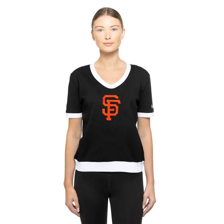 T-shirt col en V MLB New Era Game Day Giants pour femme – Noir