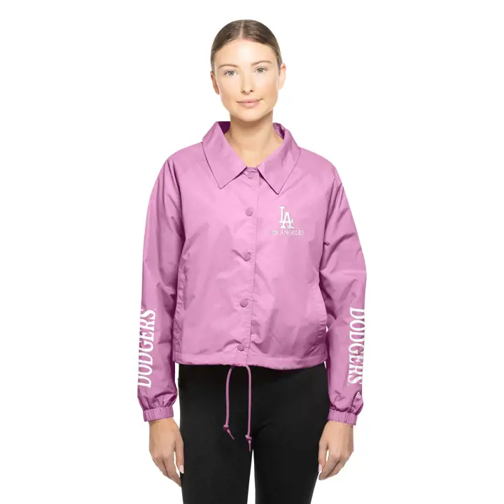 Veste d'entraîneur rose Dodgers MLB New Era pour femme PNK