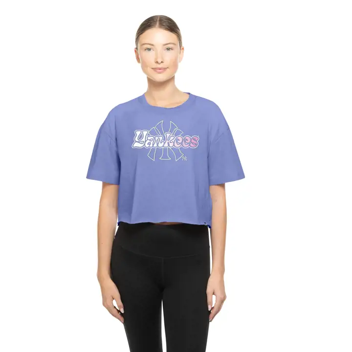 T-shirt à manches courtes New Era Trend Color Change MLB pour femme Yankees PUR