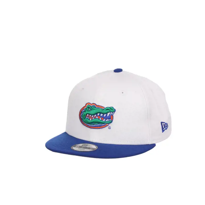 Casquette Florida Gators NCAA Jeune 2 tons à bouton-pression Blanc/Bleu Royal Tête de Gator