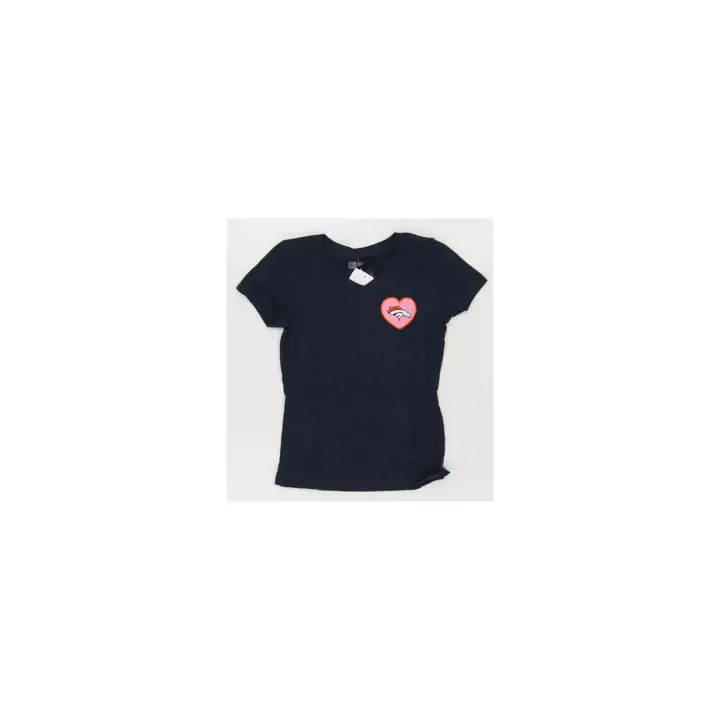 T-shirt marine Denver Broncos NFL Logo Cœur pour filles