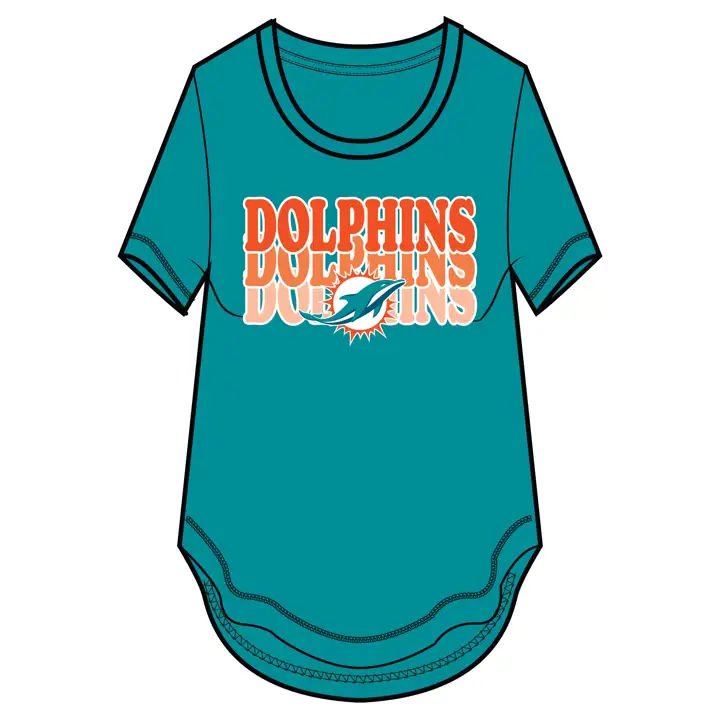 T-shirt Fille Miami Dolphins NFL Logo Pailleté