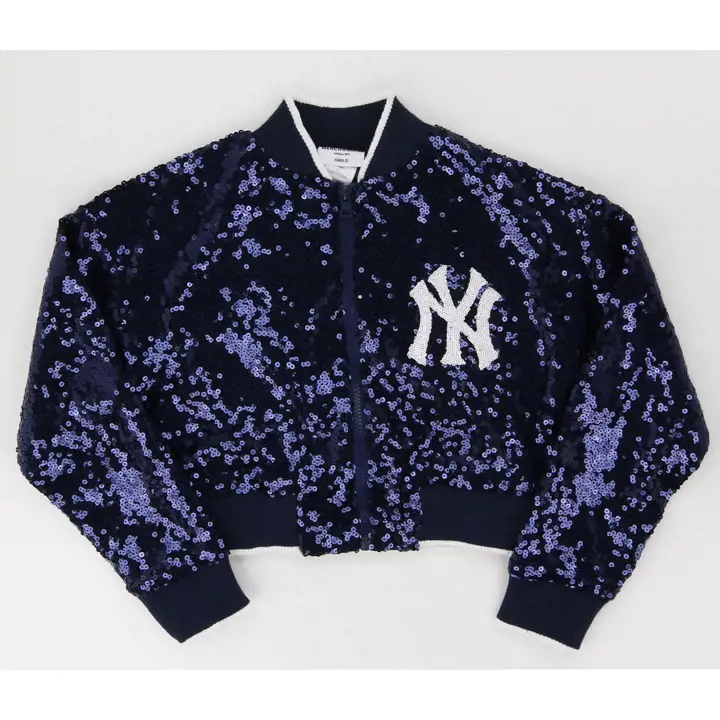 Veste à sequins marine pour jeune fille MLB New York Yankees