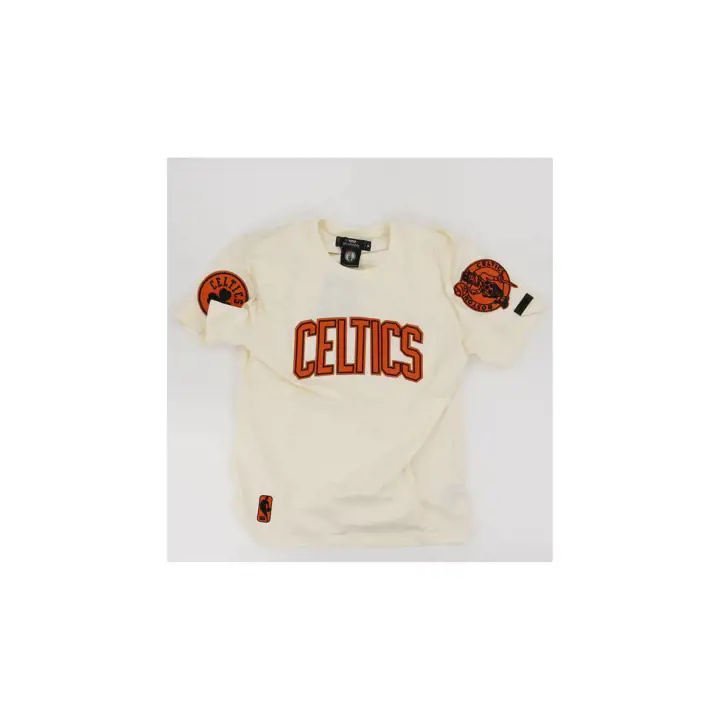 T-shirt à pression pleine longueur NBA Boston Celtics Ivoire/Orange