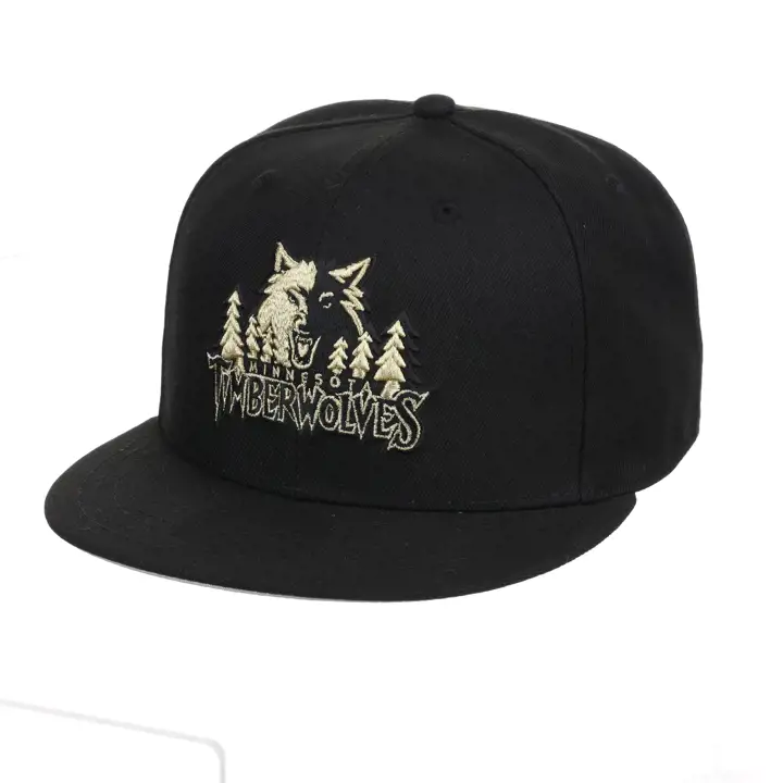 Minnesota Timberwolves NBA MIN Noir/Or HWC Casquette ajustée NOI/GRI