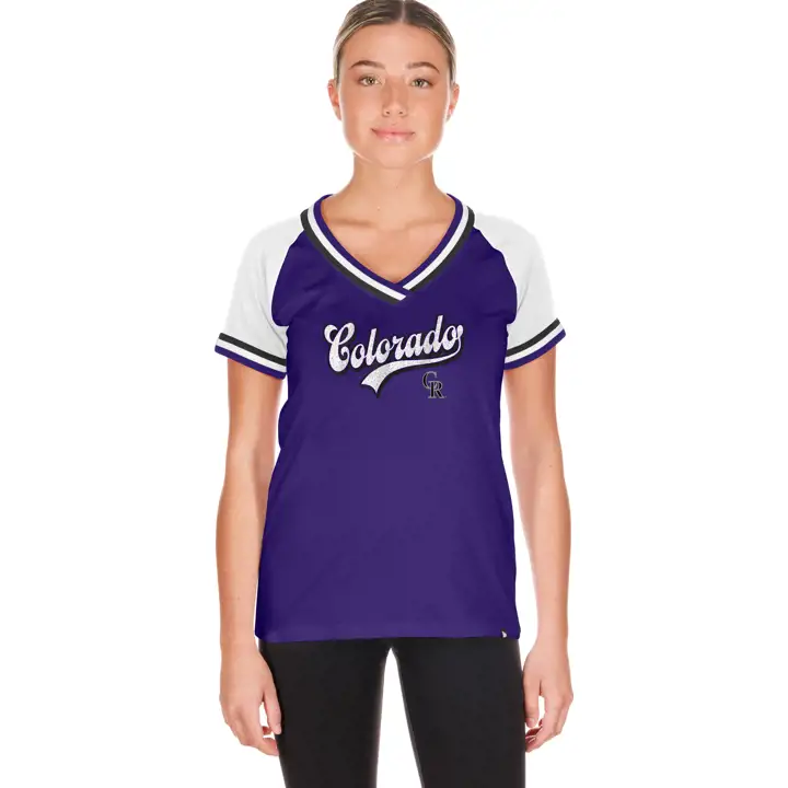 T-shirt scintillant Colorado Rockies MLB Gameday pour femme NE PUR/WHT
