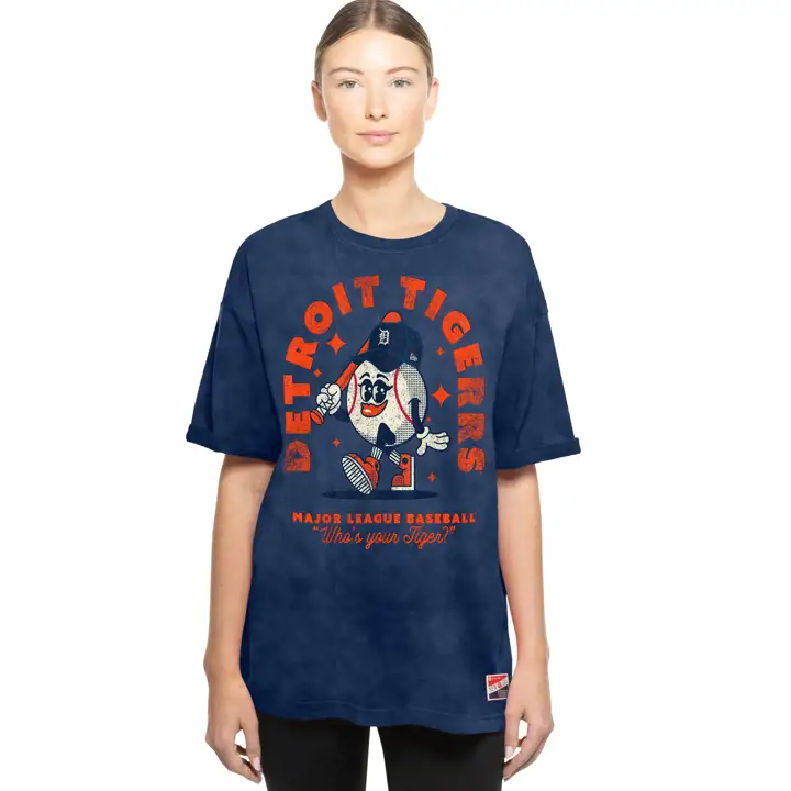 T-shirt Femme Detroit Tigers MLB Enzyme Wash Little Miss Bleu marine
