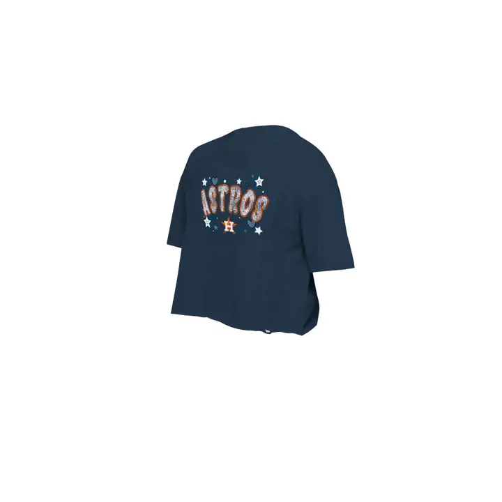 T-shirt ample à manches courtes Houston Astros pour fille avec sequins réversibles - Bleu marine